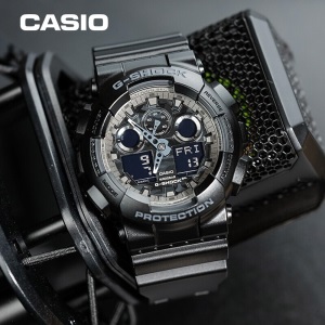卡西欧（CASIO）手表 G-SHOCK YOUTH系列 灰色迷彩 男士防震防磁防水运动手表石英表
