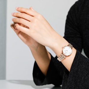阿玛尼 （Emporio Armani ）手表 满天星小表盘钢带女士玫瑰金时尚休闲石英腕表