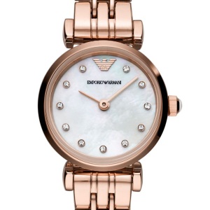阿玛尼 （Emporio Armani ）手表 满天星小表盘钢带女士玫瑰金时尚休闲石英腕表